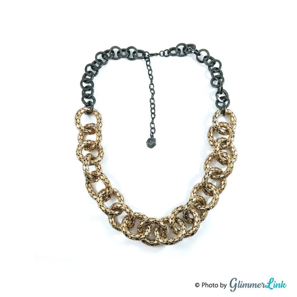 Vintage RJ Graziano Two Tone Chunky Link Chain Necklace